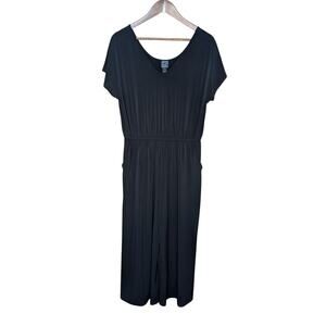 Clara Sun Woo Jumpsuit Womens Large Black Short Sleeves Cropped